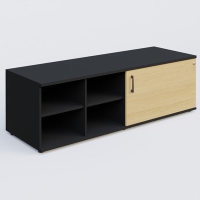 [Pas de famille] - [Pas de sous famille] - Caisson USE ME sans caisson, porte à droite. Caisson Noir et portes Chêne clair.