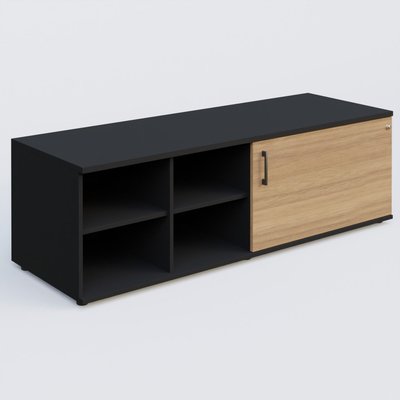 [Pas de famille] - [Pas de sous famille] - Caisson USE ME sans caisson, porte à droite. Caisson Noir et portes Noyer.