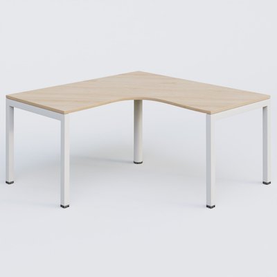 Gamme K3 - Plans compacts - Bureau compact L 160/160 P 80/80 gamme K3. Plateau Hêtre et pietement Blanc.