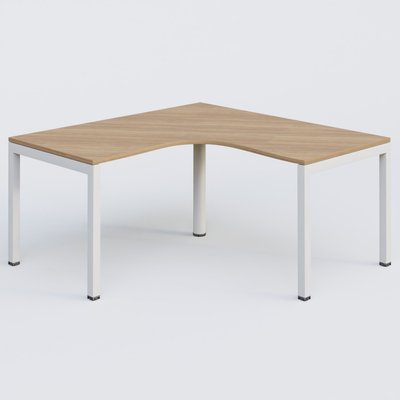 [Pas de famille] - [Pas de sous famille] - Bureau compact L 160/160 P 80/80 gamme K3. Plateau Noyer et pietement Blanc.