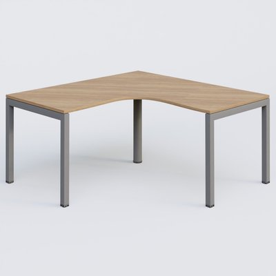 [Pas de famille] - [Pas de sous famille] - Bureau compact L 160/160 P 80/80 gamme K3. Plateau Noyer et pietement Aluminium.