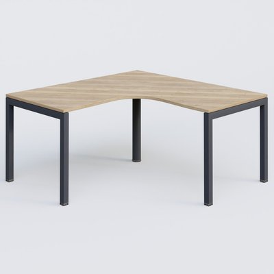 [Pas de famille] - [Pas de sous famille] - Bureau compact L 160/160 P 80/80 gamme K3. Plateau Chêne naturel et pietement Anthracite.