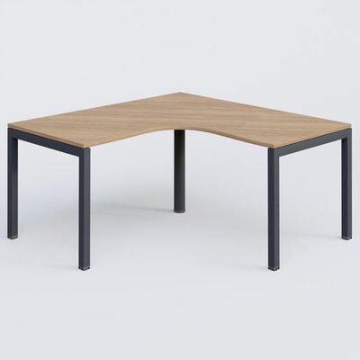 [Pas de famille] - [Pas de sous famille] - Bureau compact L 160/160 P 80/80 gamme K3. Plateau Noyer et pietement Anthracite.