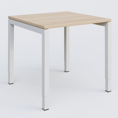 Gamme K3 - Plans droits - Bureau droit gamme K3 80-80 cm hauteur réglable. Plateau Hêtre et pietement Blanc.