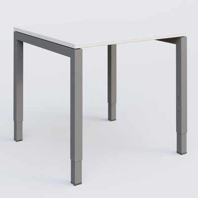 Gamme K3 - Plans droits - Bureau droit gamme K3 80-80 cm hauteur réglable. Plateau Blanc et pietement Aluminium.