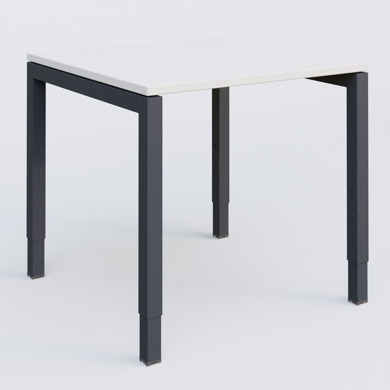 Bureau droit gamme K3 80-80 cm hauteur réglable. Plateau Blanc et pietement Anthracite.