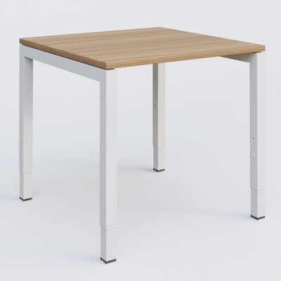 Gamme K3 - Plans droits - Bureau droit gamme K3 80-80 cm hauteur réglable. Plateau Noyer et pietement Blanc.