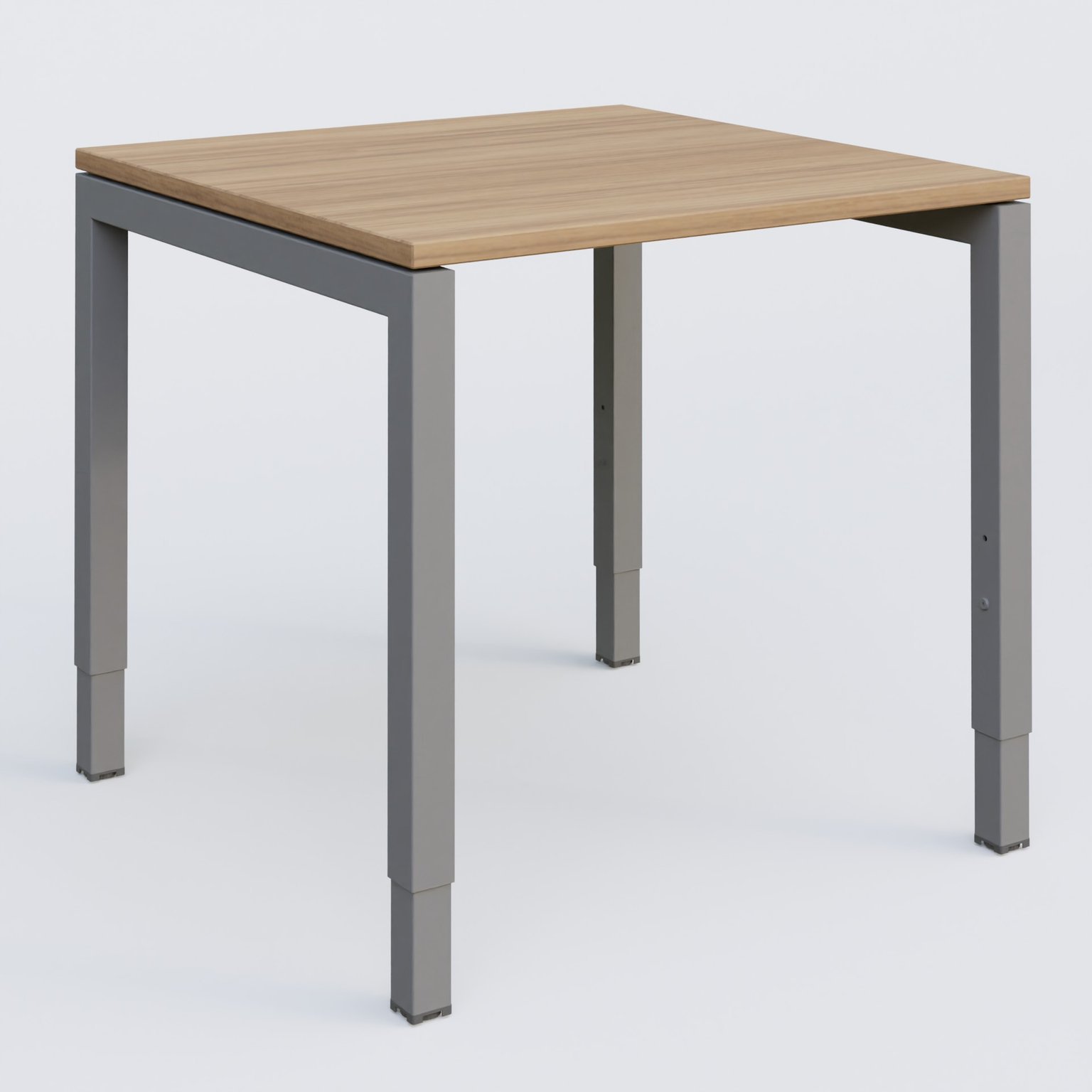 Bureau droit gamme K3 80-80 cm hauteur réglable. Plateau Noyer et pietement Aluminium.