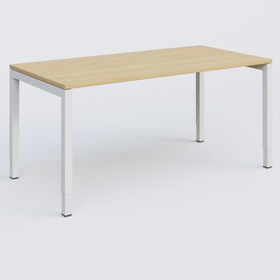 ERGONOMIE - Bureaux avec pieds réglables  - Bureau droit gamme K3 160-80 cm hauteur réglable. Plateau Chêne clair et pietement Blanc.
