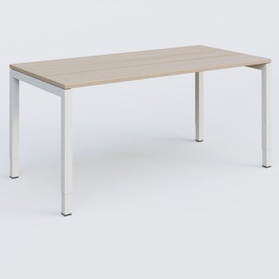 Gamme K3 - Plans droits - Bureau droit gamme K3 160-80 cm hauteur réglable. Plateau Acacia et pietement Blanc.