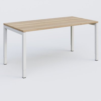 [Pas de famille] - [Pas de sous famille] - Bureau droit gamme K3 160-80 cm hauteur réglable. Plateau Chêne naturel et pietement Blanc.