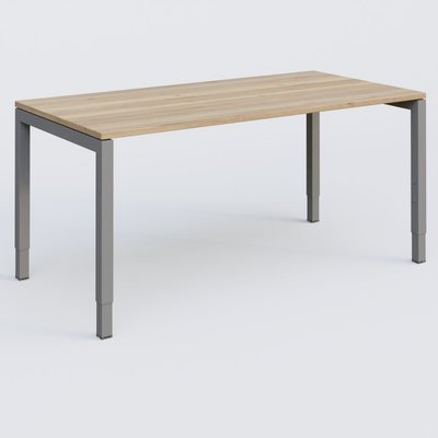 [Pas de famille] - [Pas de sous famille] - Bureau droit gamme K3 160-80 cm hauteur réglable. Plateau Chêne naturel et pietement Aluminium.