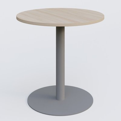 TABLES DE REUNION - Ronde - Table de réunion pietement colonne plateau D 80 cm. Plateau Acacia et pietement Aluminium.
