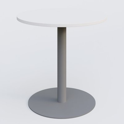 TABLES DE REUNION - Ronde - Table de réunion pietement colonne plateau D 80 cm. Plateau Blanc et pietement Aluminium.