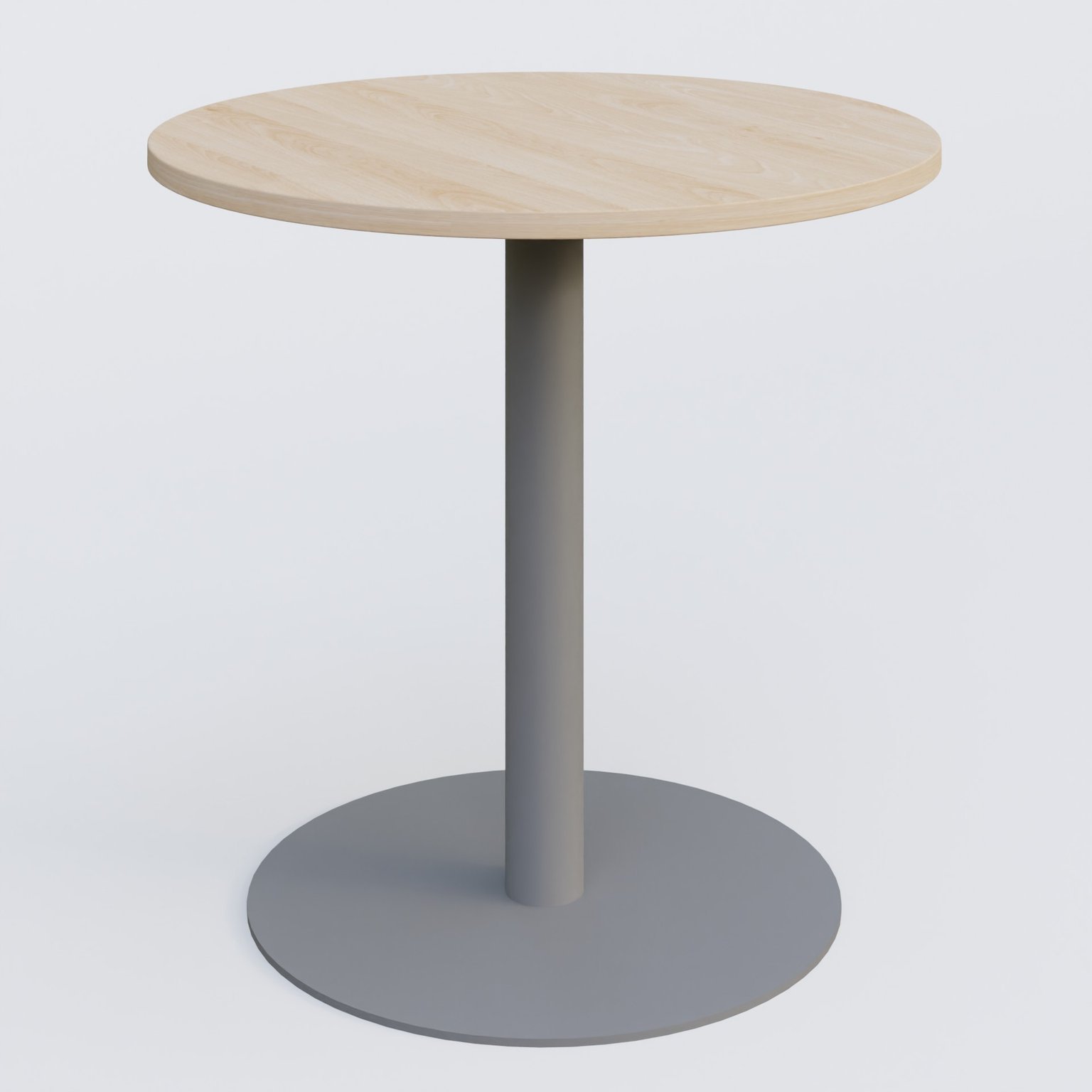 Table de réunion pietement colonne plateau D 80 cm. Plateau Hêtre et pietement Aluminium.