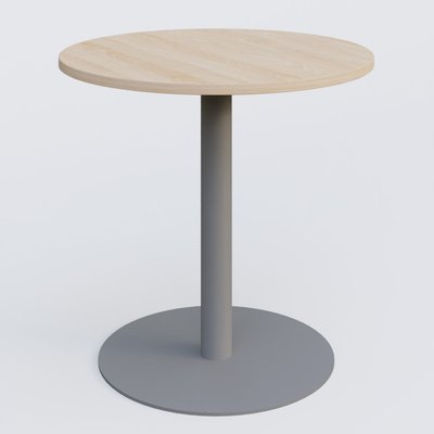 TABLES DE REUNION - Ronde - Table de réunion pietement colonne plateau D 80 cm. Plateau Hêtre et pietement Aluminium.