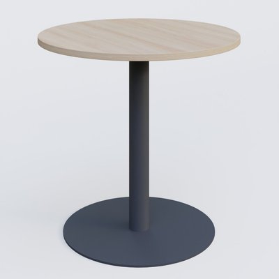 TABLES DE REUNION - Ronde - Table de réunion pietement colonne plateau D 80 cm. Plateau Acacia et pietement Anthracite.