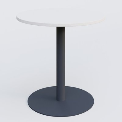 TABLES DE REUNION - Rectangulaire - Table de réunion pietement colonne plateau D 80 cm. Plateau Blanc et pietement Anthracite.
