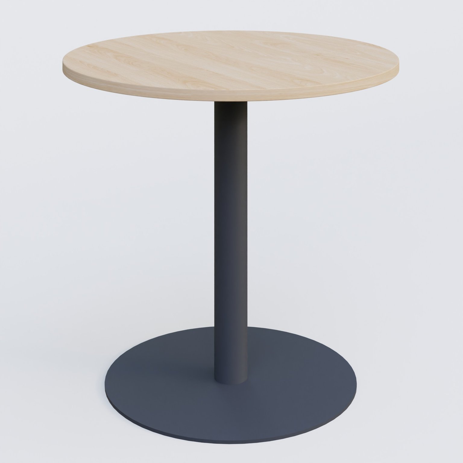 Table de réunion pietement colonne plateau D 80 cm. Plateau Hêtre et pietement Anthracite.