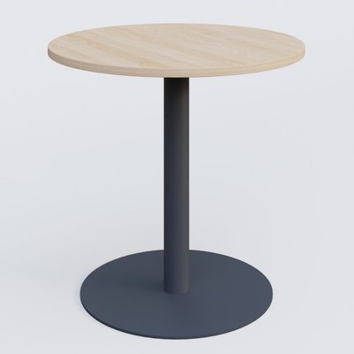 TABLES DE REUNION - Ronde - Table de réunion pietement colonne plateau D 80 cm. Plateau Hêtre et pietement Anthracite.