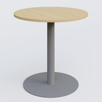 TABLES DE REUNION - Ronde - Table de réunion pietement colonne plateau D 80 cm. Plateau Chêne clair et pietement Aluminium.