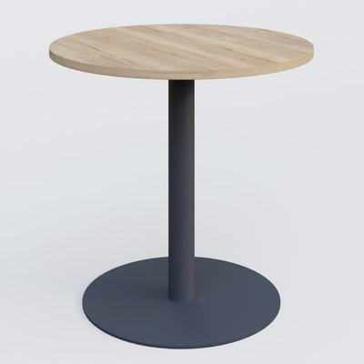[Pas de famille] - [Pas de sous famille] - Table de réunion pietement colonne plateau D 80 cm. Plateau Chêne naturel et pietement Anthracite.