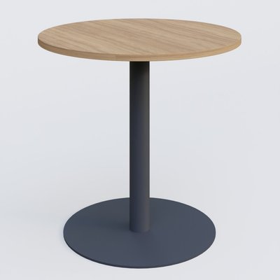 TABLES DE REUNION - Ronde - Table de réunion pietement colonne plateau D 80 cm. Plateau Noyer et pietement Anthracite.