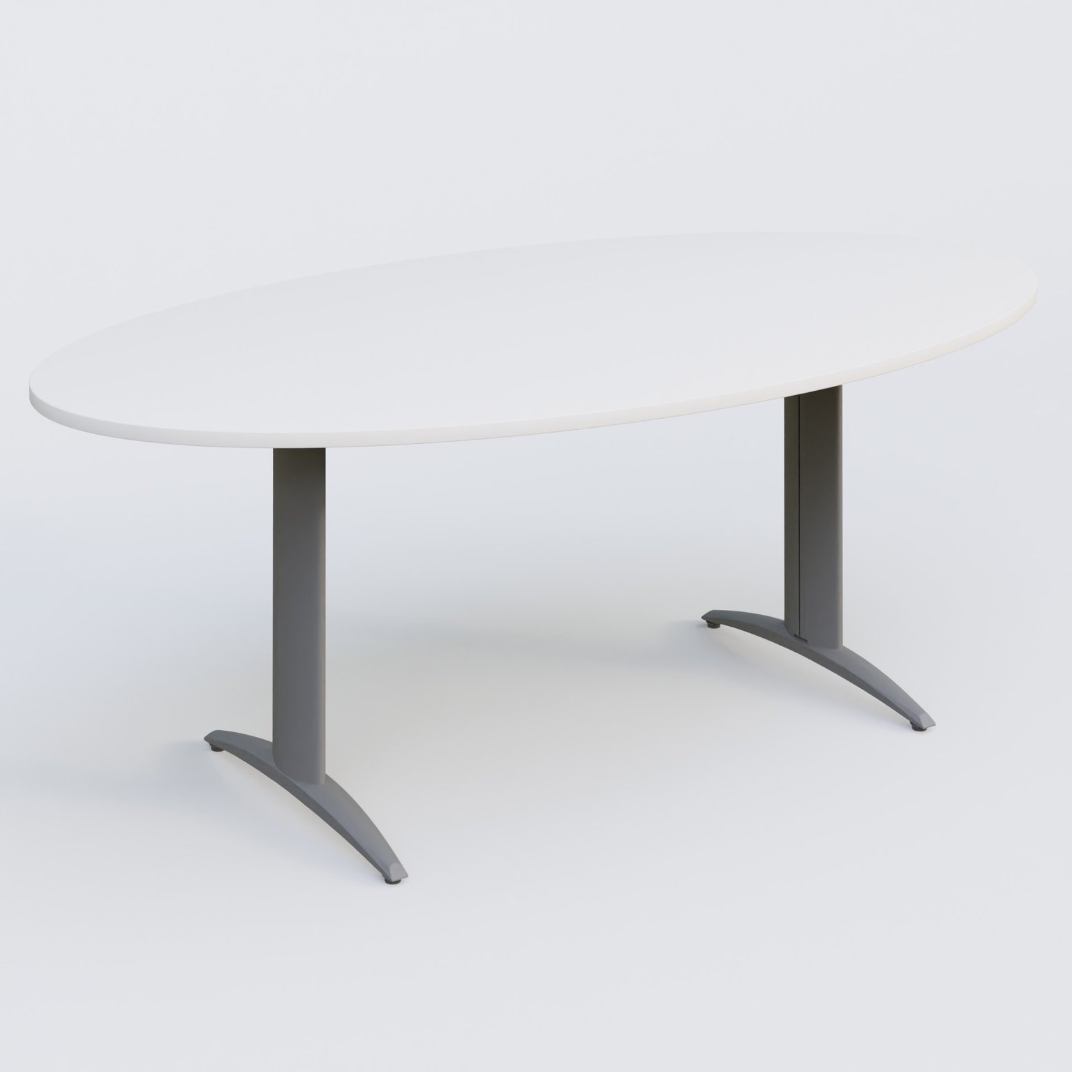Table de réunion pietement K2 plateau 200-110 cm. Plateau Blanc et pietement Aluminium.