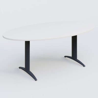 TABLES DE REUNION - Ovale - Table de réunion pietement K2 plateau 200-110 cm. Plateau Blanc et pietement Anthracite.