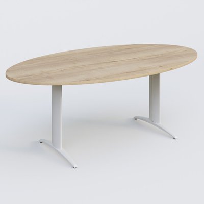 [Pas de famille] - [Pas de sous famille] - Table de réunion pietement K2 plateau 200-110 cm. Plateau Chêne naturel et pietement Blanc.