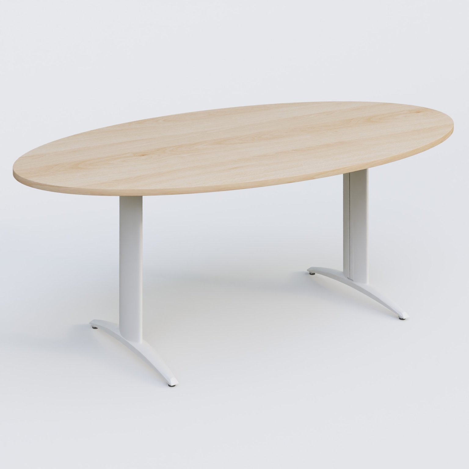 Table de réunion pietement K2 plateau 200-110 cm. Plateau Hêtre et pietement Blanc.