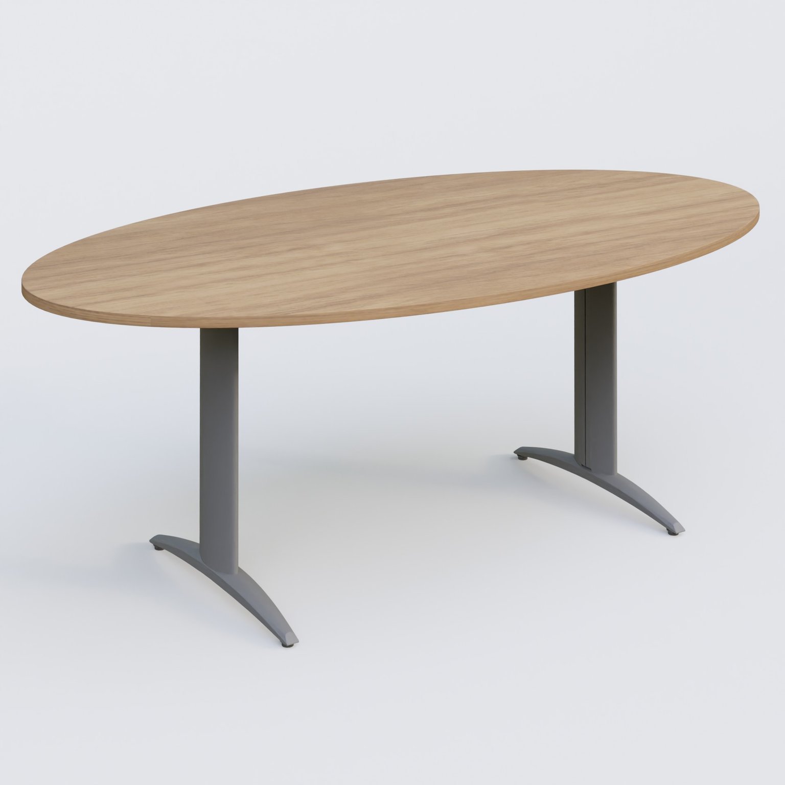 Table de réunion pietement K2 plateau 200-110 cm. Plateau Noyer et pietement Aluminium.