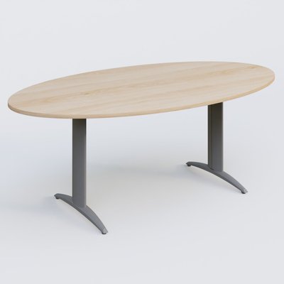 TABLES DE REUNION - Ovale - Table de réunion pietement K2 plateau 200-110 cm. Plateau Hêtre et pietement Aluminium.