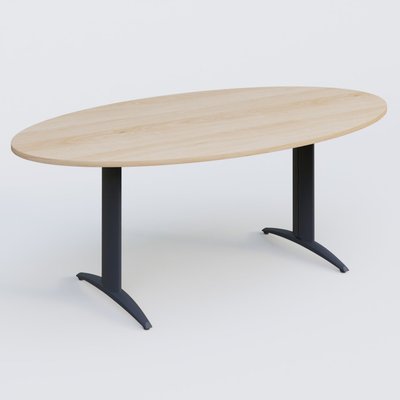 TABLES DE REUNION - Ovale - Table de réunion pietement K2 plateau 200-110 cm. Plateau Hêtre et pietement Anthracite.
