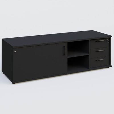 [Pas de famille] - [Pas de sous famille] - Caisson USE ME avec caisson trois tiroirs, porte à gauche. Caisson Noir et portes Noir.