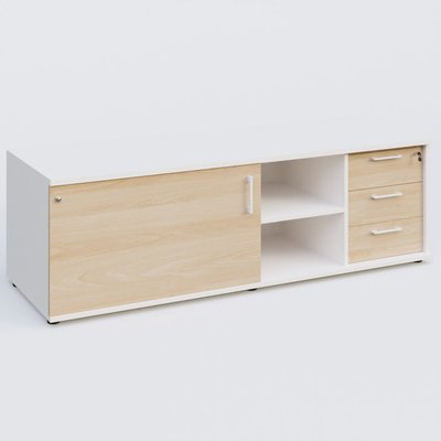 [Pas de famille] - [Pas de sous famille] - Caisson USE ME avec caisson trois tiroirs, porte à gauche. Caisson Blanc et portes Hêtre.