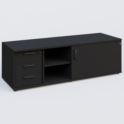 [Pas de famille] - [Pas de sous famille] - Caisson USE ME avec caisson trois tiroirs, porte à droite. Caisson Noir et portes Noir.