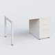 K3 Plateau droit 140x80 avec caisson porteur mélamine. Plateau ,caisson Blanc et pietement Blanc
