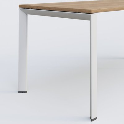 Gamme K7 - Plans droits - K7 plan droit 180*80 sur pieds fixe. Plateau Noyer et pietement Blanc