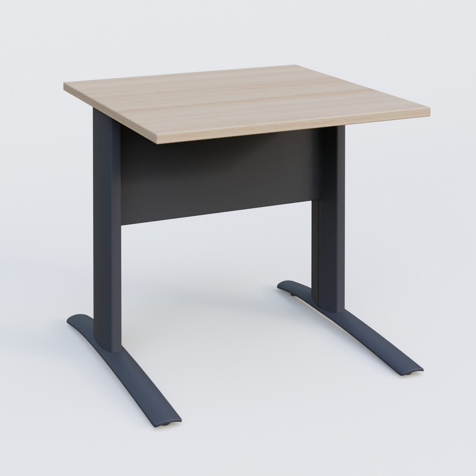 K1 Plateau droit 80x80 avec voile de fond métal. Plateau Acacia et pietement Anthracite