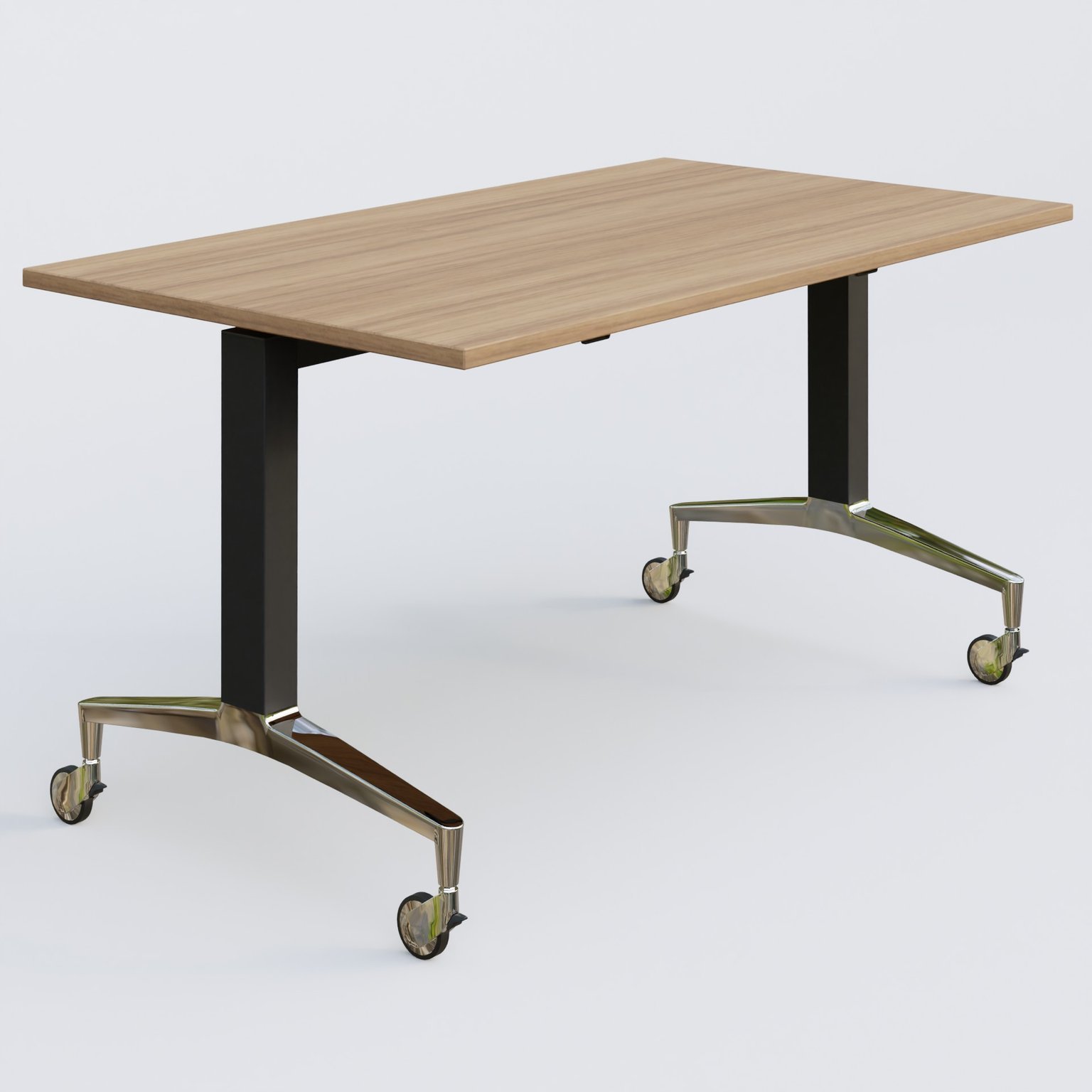 Module droit de la gamme LEM 140-80 cm. Plateau Noyer et pietement Noir/Chrome.