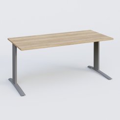 [Pas de famille] - [Pas de sous famille] - K1 Plateau droit 160x80 pieds fixe. Plateau Chêne naturel et pietement Aluminium