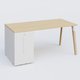 K8 WOOD Plateau 180x80 avec tour de rangement mélamine à gauche. Plateau Chêne clair et tour de ranfement blanche.