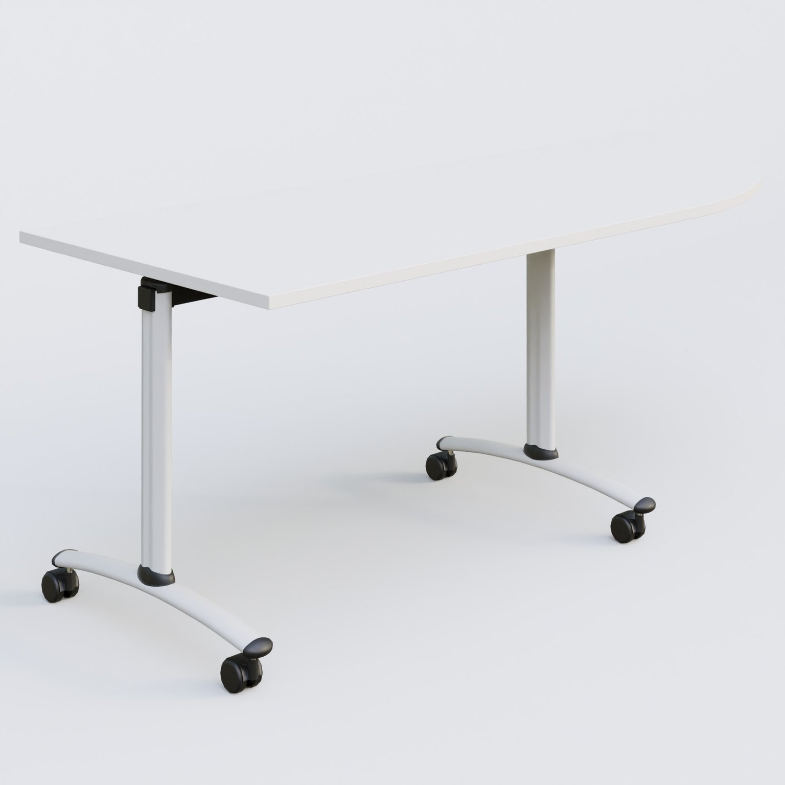 Module d'angle 90° Droite gamme Arca 200-80 cm. Plateau Blanc et pietement Blanc.