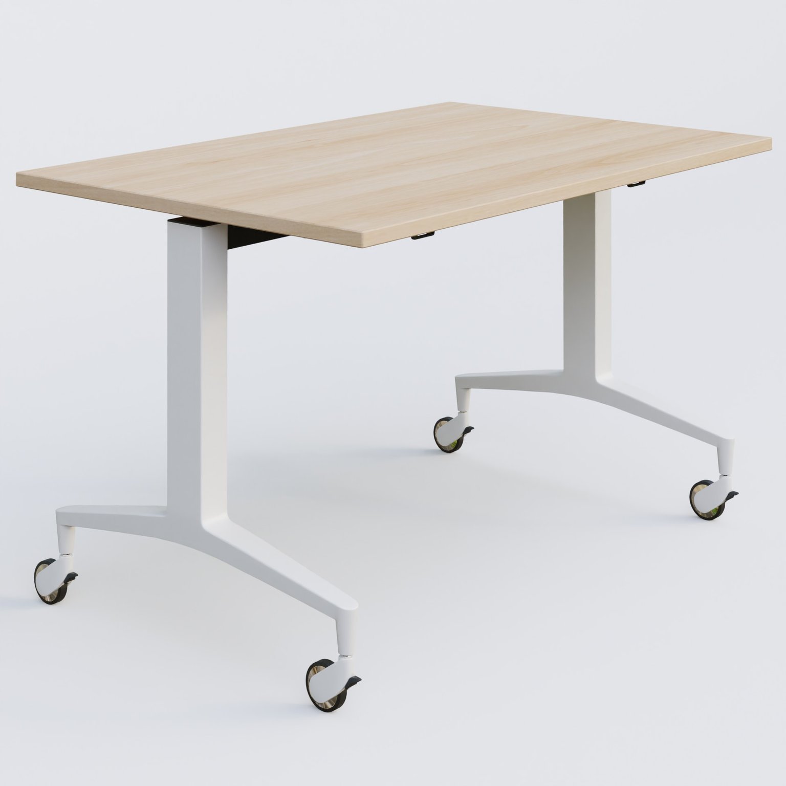 Module droit de la gamme LEM 120-80 cm. Plateau Hêtre et pietement Blanc.