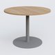 Table ronde diametre 110 cm avec pieds colonne centrale. Plateau Noyer et pietement Aluminium