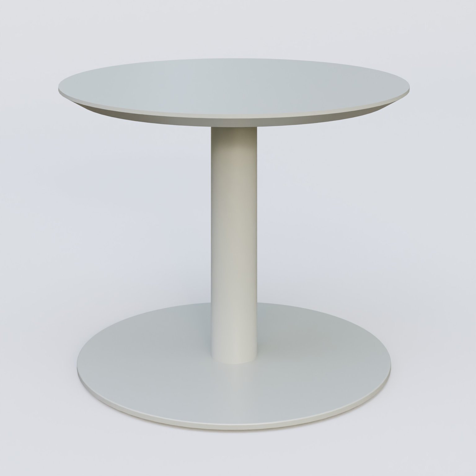 Table Basse Fashion Styl piètement colonne en métal et plateau bois. Plateau Gris (RAL 7038) et pietement Gris (RAL 7038).