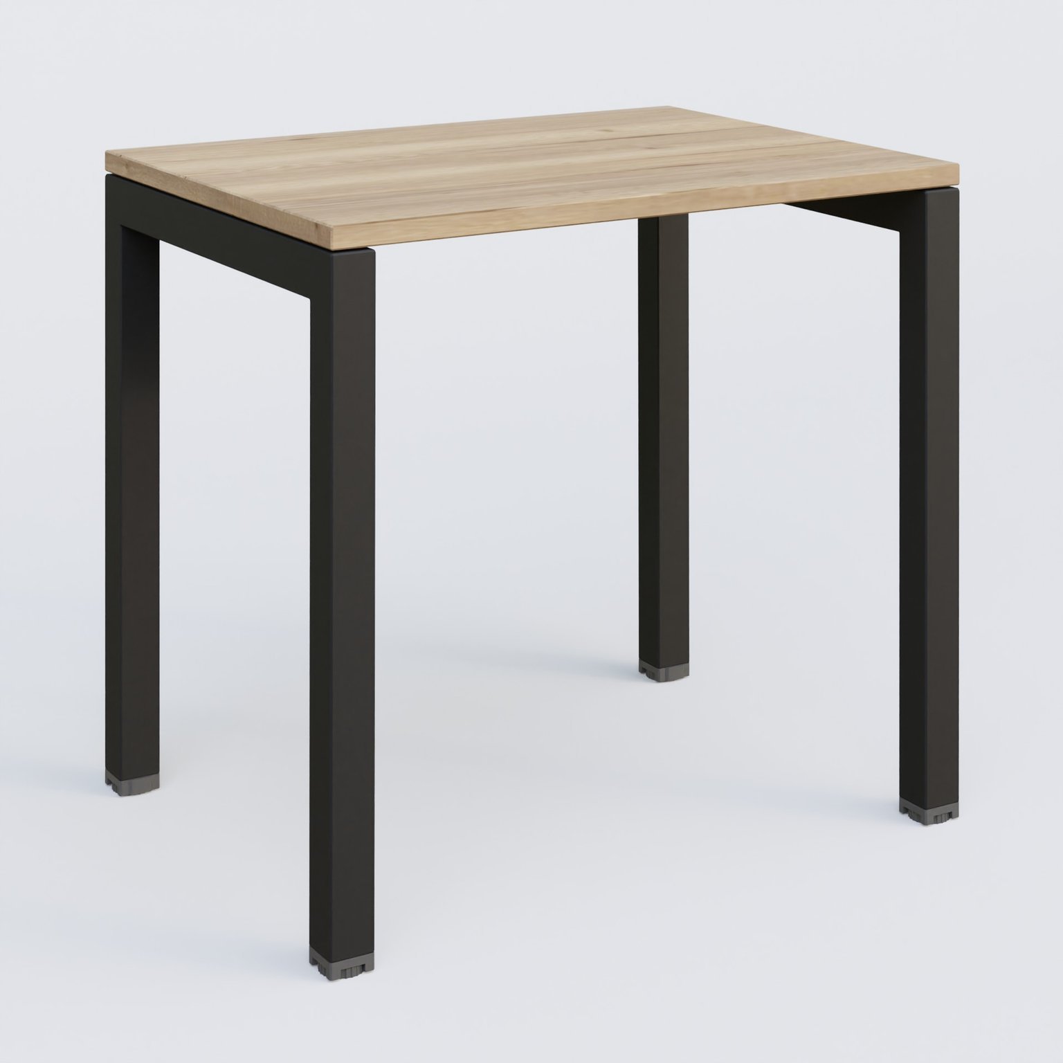 K3 Plateau droit 80x60 pieds fixe. Plateau Chêne naturel et pietement Noir Grainé.