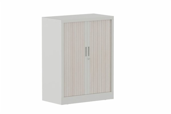 ARMOIRES A RIDEAUX - Largeur 80 cm - Armoire à rideaux H105xL080cm 2 tablettes, corps alu, portes acacia
