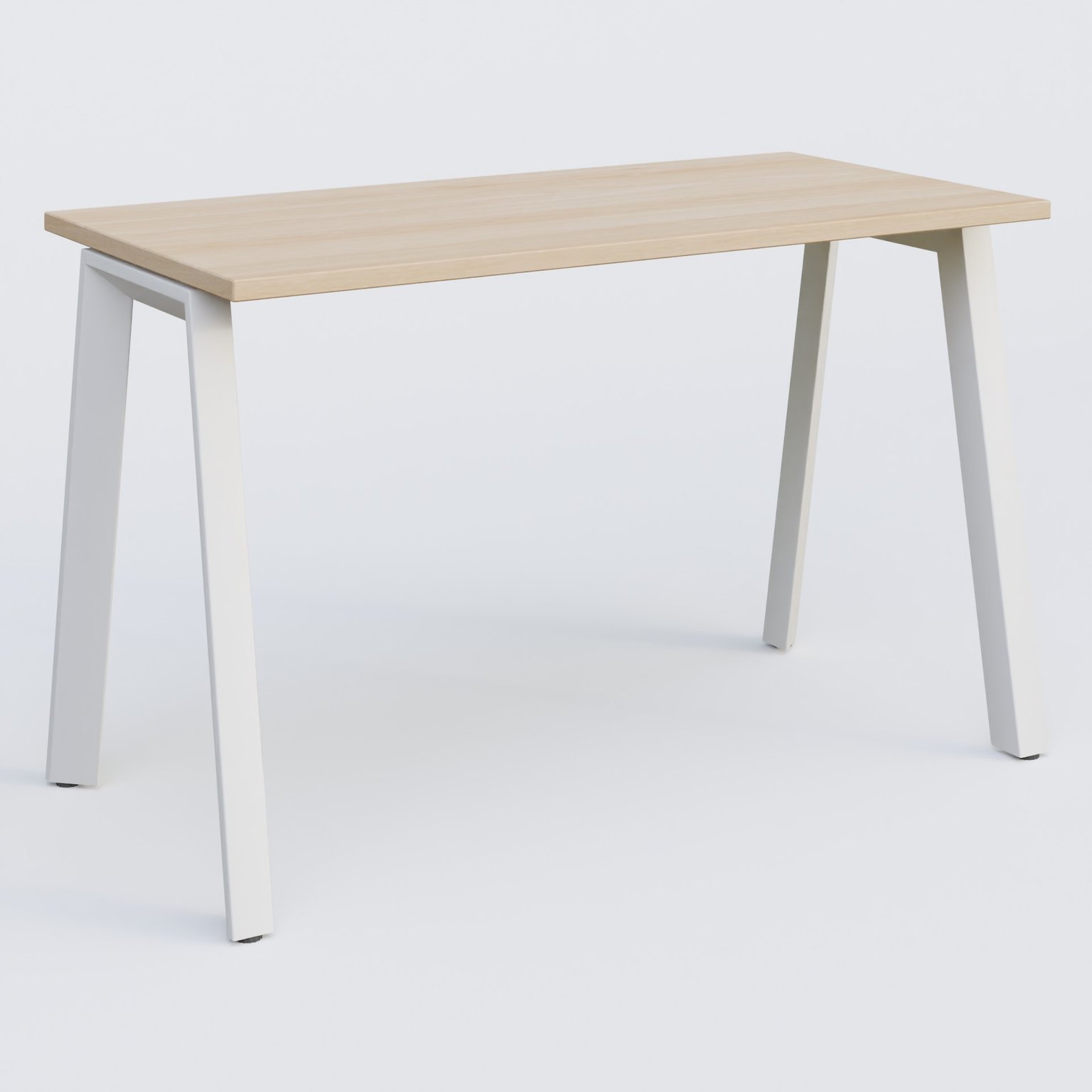 K8 plan droit 120*60 sur pieds fixe. Plateau Hêtre et pietement Blanc